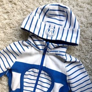Lululemon Pipe Dream Blue and White Scuba Hoodie